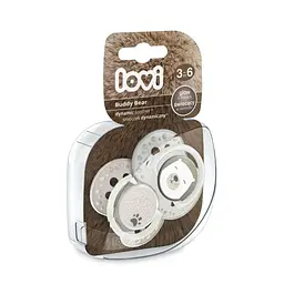 Пустушка силіконова Lovi Buddy bear, симетрична, 3-6 міс., 2 шт., бежевий (22/864) - мініатюра 11