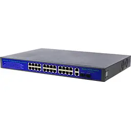 PoE комутатор 24ch 100Mbps+2+2G uplink