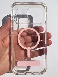 Чохол протиударний для iPhone 17 Pro Max ZAGG Gear4 Santa Cruz MagSafe KS Clear Case Прозорий з підставкою Рожевий - мініатюра 8