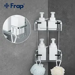 Полиця кутова Frap F351-1, 2-х ярусна, 240x320 мм, хром, Хром - мініатюра 3