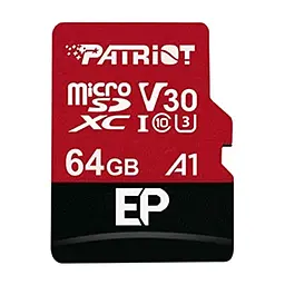 Карта памяти Patriot 64GB microSD class 10 UHS-I U3 V30 A1 (PEF64GEP31MCX)