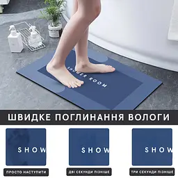 Інноваційний Суперпоглинаючий Діатомітовий Килимок для ванної 50х80 см Синій - мініатюра 4