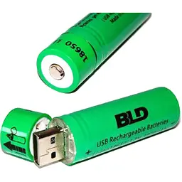 Акумулятор 18650 (BLD Li-ion 3.7v 3800mah Green) АКБ батарея з USB зарядкою для ліхтарика, вейпа (ST)
