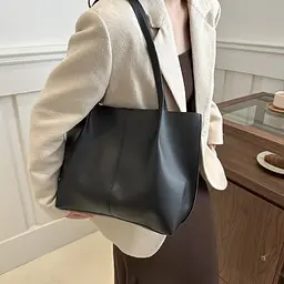 Жіноча сумка шоппер велика з екошкіри Lilly P2-1636A Чорна - мініатюра 3