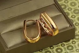 Сережки кільця Хuping Jewelry Масив 2,6 см золотисті - мініатюра 2