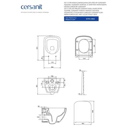 Унітаз підвісний Cersanit Zen Pro Vortex безободковий з сидінням Slim WRAP duraplast Soft Close S701-882, Білий - мініатюра 2