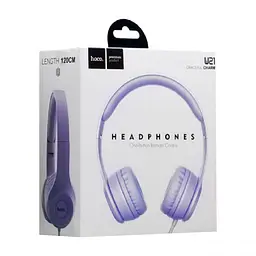 Провідні накладні навушники Hoco W21 with mic, 3.5mm, 1.2m, purple - мініатюра 6