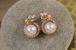Сережки Xuping Jewelry Лаври з перлинами 1,6 см золотисті