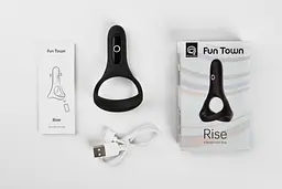 Подвійне ерекційне кільце Fun Town Rise Black, керування зі смартфона - мініатюра 4