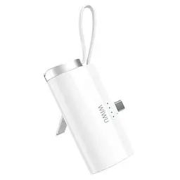 Портативний ЗП Power Bank Wiwu W026 2 in 1 Type-C з БЗП For Apple Watch 15W 5000 mAh White - мініатюра 2