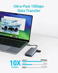 Перехідник Anker USB-C Hub - 7-in-1 - PD in 100W, 2xHDMI, 4xUSB-A Black (7255315) - мініатюра 7