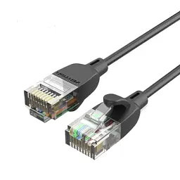 Патч-корд 1м, UTP cat 6A RJ-45 slim black Vention (IBIBF) - мініатюра 1
