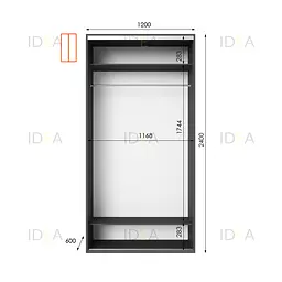 Шафа-купе Idea серія 8 120 x 60 x 240 см Антрацит Дзеркало - мініатюра 2