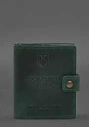 Шкіряна обкладинка-портмоне для посвідчення офіцера з кишенею для жетона 11.1 зелена Crazy Horse
