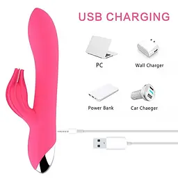 Вібратор кролик для точки G та клітора з USB 10 режимів Фуксія - мініатюра 2