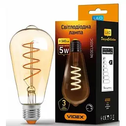 Лампочка Videx Filament ST64FASD 5W E27 2200K 220V (VL-ST64FASD-05272) - мініатюра 2