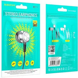 Навушники Borofone Platinum металеві універсальні earphones with microphone BM75 1.2 m Hi-Fi чорні - мініатюра 2