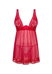 Сексуальний комплект Obsessive Lacelove babydoll thong XL/2XL червоний - мініатюра 7