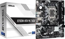 ASRock B760M-HDV/M.2 D4 (1700/B760, 2*DDR4, 1xPCIex16, 4xSATAІІІ, 3xM.2, GLan, 7.1ch, mATX) (B760M-HDV/M.2 D4)