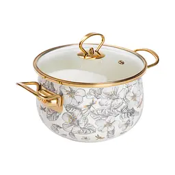 Каструля емальована 3,5 л зі скляною кришкою, flowers Yiwu HP-2-106 - мініатюра 3