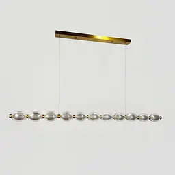 Led люстра з прозорими рельєфними кульками у латунному видовженому корпусі 120 см | Line F | Арт. MJ343-1200L AB - мініатюра 3