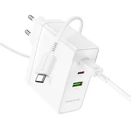 Зарядний пристрій Borofone BN11 USB/2 Type-C PD 100W білий + кабель Type-C to Type-C - мініатюра 3