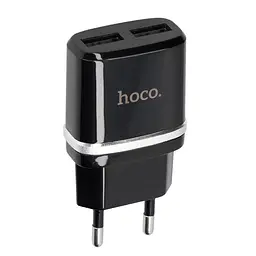 Мережевий зарядний пристрій 2USB Hoco C12 2.4A Black