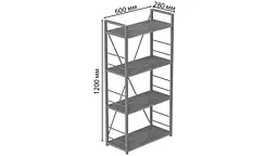 Етажерка 4/60 Ferrum-decor Серії Коннект 120x60x28 сірий ДСП Бетон 16мм (FRD-105547) - мініатюра 7