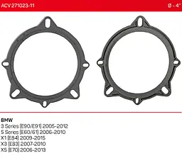 Проставки під динаміким 100 мм / 4" ACV 271023-11 для автомобілів BMW 3 Series, 5 Series, X1, X3, X5 - мініатюра 4