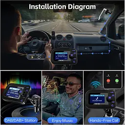 Автомобільний DAB+ Bluetooth адаптер DeepBetter з LCD дисплеєм, AUX і USB - мініатюра 2