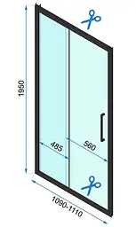Душова кабіна Rea Rapid Slide 80x110 black REA-K6421 + REA-K6401, Чорний матовий, Універсальна, прозрачний, Чорний матовий - мініатюра 6