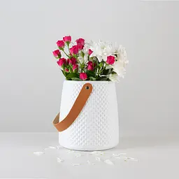 Ваза декоративна МВМ My Home, 17,5 см, біла (DH-FLOWERS-10 WHITE) - мініатюра 2