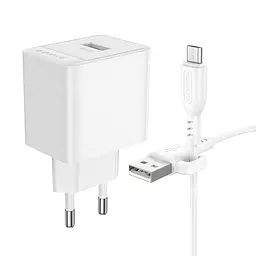 Сітчасте зарядне пристрій BOROFONE BAS12A Erudite single port 18W/QC3.0/1USB + Micro білий - мініатюра 4