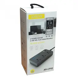 Мережевий фільтр-подовжувач на 3 розетки + 6 USB 3.1A 2 метри Чорний CP02 - мініатюра 5