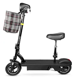 Електросамокат EVOBIKE Reno S10 400W 8Ah чорний з сидінням та корзинкою (модель 2025 року)