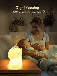 Дитяче нічне світло CHWARES кролик нічне світло з батареєю 7 кольорів настільна лампа usb, що перезаряджається, декор кімнати - мініатюра 5