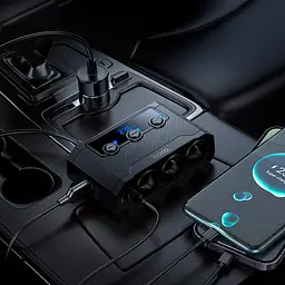 АЗУ Hoco Z64 Anshun 240W digital display 3-in-1 cigarette lighter(2C2A) car charger Black - мініатюра 3