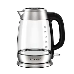 Електрочайник скляний Sokany SK-SH-1069 дисковий 2 л, сталь Sokany SKSH1069