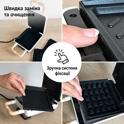 Вафельниця і сэндвичница 2 в 1 чорна (з тефлоновим покриттям) ADE KG2138-3 - мініатюра 8