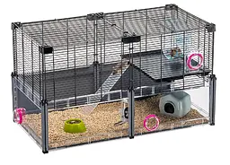 Модульна клітка для хом'яків та мишей Ferplast Multipla Hamster з аксесуарами чорна 72.5x37.5x42 см 57007217