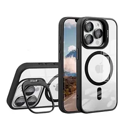 Чохол із підставкою MagSafe TPU PC Metal Stand Case Apple iPhone 15 Pro Black