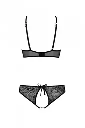 Комплект: бра Passion Ursula Set, трусики с ажурным декором и открытым шагом, S/M (черный) - миниатюра 4