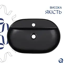 Раковина накладная Qtap Scorpio 600x400x120 Matt Black с донным клапаном QT142203MBMBN48469 - мініатюра 5