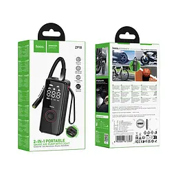 Автомобільний насос HOCO ZP18 Enlighten portable smart air pump Black (6942007673303) - мініатюра 2
