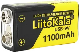 Акумулятор крона 6F22 LiitoKala 1100mAh заряджається uab-Type C (Li-9V)