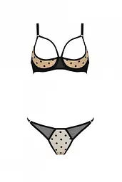 Еротичний комплект Passion MARINA SET WITH OPEN BRA, XXL/XXXL, beige, відкриті чашки