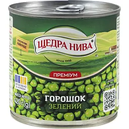 Горошок зелений Щедра Нива Преміум консервований з мозкових сортів 420 г - мініатюра 2