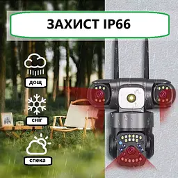 Вулична WiFi IPкамера SC28  15Мп  чорна 3 незалежних об'єктиви поворотні duplication - мініатюра 2