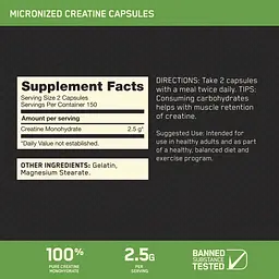 Мікронізований Креатин Optimum Nutrition Моногідрат - 300 капсул - мініатюра 3