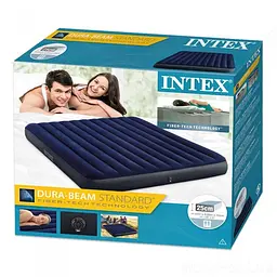 Матрац надувний двоспальний велюровий синій матрац для плавання Intex - мініатюра 5